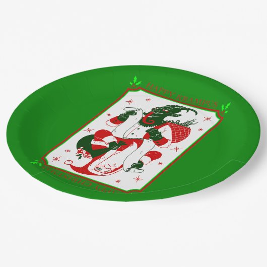 blij kerstfeest krampus santa papieren bordje (Gekanteld)
