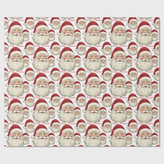 Blij Kerstman Gezicht Wit Cadeaupapier (Vlak)