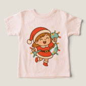 Blij Kerstmanmeisje met Kerstlichtjes (Design voorkant)