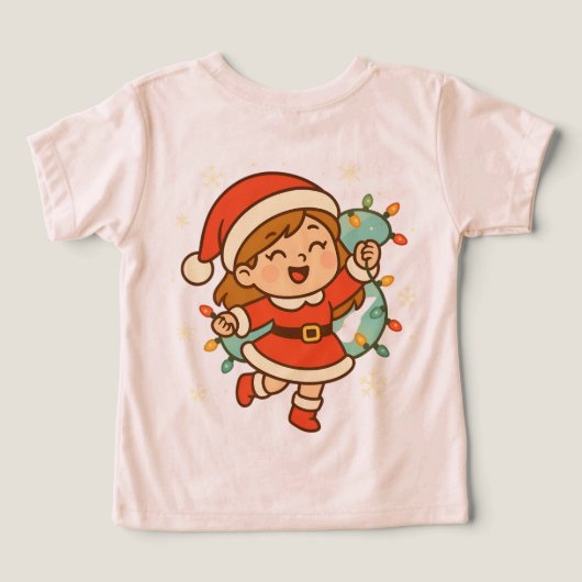 Blij Kerstmanmeisje met Kerstlichtjes (Design achterkant)