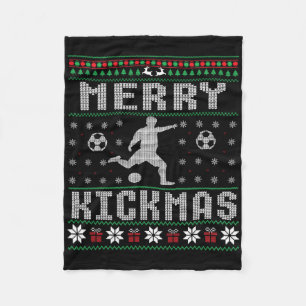 Blij Kerstmis Voetbalspeler Lelijk Kerst T-shirt Fleece Deken