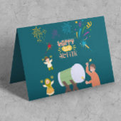 Blij Kinderen Spelen Vuurwerk Om Eid Mubarak Te Vi Kaart