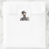 Blij Klein Afgestudeerde Vierkante Sticker (Tas)