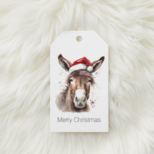 Blij Klein Kerst-Ezeltje Cadeaulabel