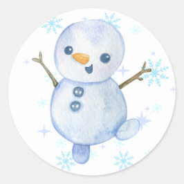 Blij klein sneeuwmannenstickers ronde sticker