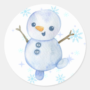 Blij klein sneeuwmannenstickers ronde sticker