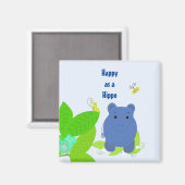 Blij Kleine Blauwe Nijlpaard Magneet (Voorkant / Achterkant)