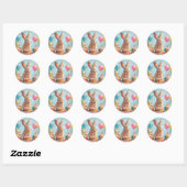 Blij Konijn dat Feest viert met Cupcakes Ronde Sticker (Vel)