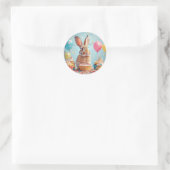 Blij Konijn dat Feest viert met Cupcakes Ronde Sticker (Tas)