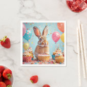 Blij Konijn dat Feest Viert met Cupcakes Servet (Insitu)