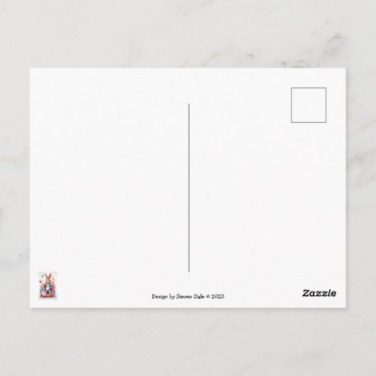 Blij konijn met cake | briefkaart (Achterkant)