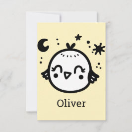 Blij Kuiken - Kawaii Vogel Lijntekening Bedankkaart