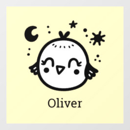 Blij Kuiken - Kawaii Vogel Lijntekening Raamsticker