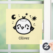 Blij Kuiken - Kawaii Vogel Lijntekening Raamsticker (Huis)