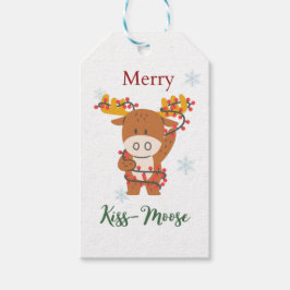 Blij kussen eland cadeaulabel