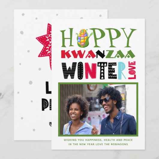 Blij Kwanzaa Foto Wenskaart Winter Liefde Feestdagenkaart (Voorkant / Achterkant)