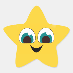 Blij Lachend Gezicht Ster Sticker