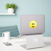 Blij Lachend Gezicht Sticker (Laptop op bureau)