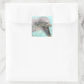Blij Lachende Dolfijn Vierkante Sticker (Tas)