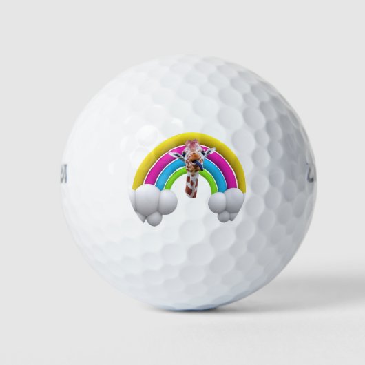 Blij Lachende Giraf, Regenboog, Wolken, Golfballen (Voorkant)