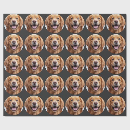 Blij Lachende Goudkleurige Retriever Cadeaupapier (Vlak)