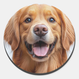Blij Lachende Goudkleurige Retriever Ronde Sticker