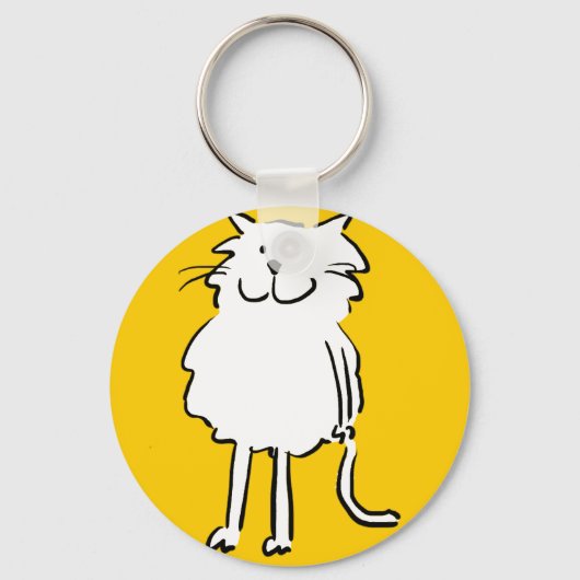 Blij Lachende Kat. Kat-Thema Sleutelhanger (Voorkant)
