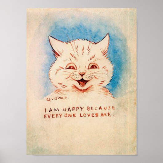 Blij Lachende Kat, Louis Wain Poster (Voorkant)