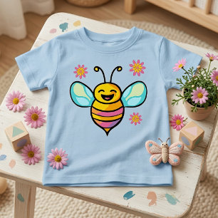 Blij Lachende Kawaii Baby Bij met Mooie Bloemen