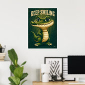 Blij Lachende Krokodil – Grappig Tekenfilmfiguur Poster (Thuiskantoor)
