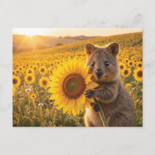 Blij Lachende Quokka met een Zonnebloem Briefkaart