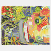 Blij Lachende Robot met Bloemen Fleece Deken (Voorkant (Horizontaal))