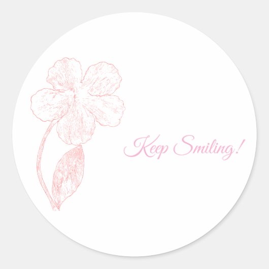 Blij Lachende Roze Bloem Inspirerende Sticker (Voorkant)