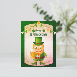 Blij Leprechaun Ierse Glimlach St. Patrick's Dag Feestdagenkaart