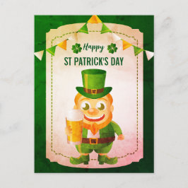 Blij Leprechaun Ierse Glimlach St. Patrick's Dag Feestdagenkaart