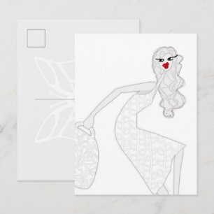 Blij meisje dansen glam kleuren ansichtkaart briefkaart