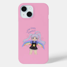Blij meisje handgetekende illustratie – Klein gelu iPhone 15 Case