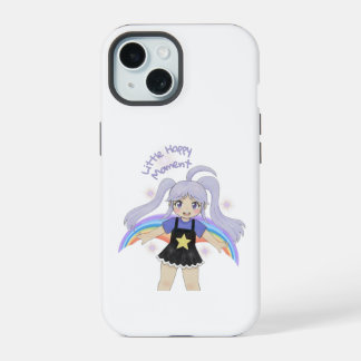 Blij meisje handgetekende illustratie – Klein gelu iPhone 15 Case