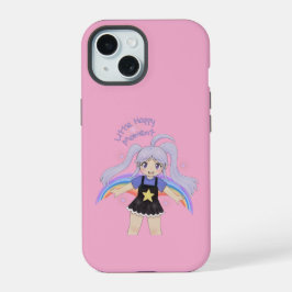 Blij meisje handgetekende illustratie – Klein gelu iPhone 15 Case