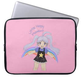 Blij meisje handgetekende illustratie – Klein gelu Laptop Sleeve