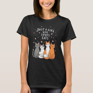 Blij meisje houdt van katten Mooie kat hart kunst T-shirt