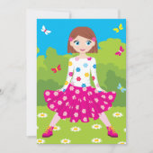 Blij Meisje met Bloemen en Vlinders Kaart (Voorkant)