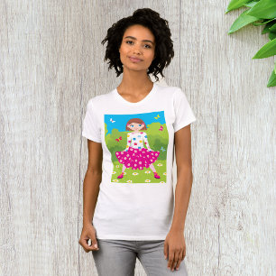 Blij Meisje met Bloemen en Vlinders T-shirt