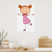 Blij meisje Stickfiguur Ross haar Knotten Poster (Keuken)