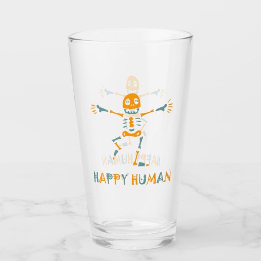 Blij menselijk skelet glas (Voorkant)