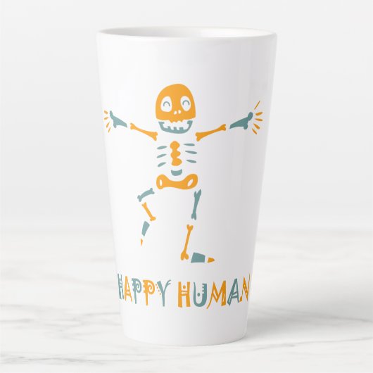 Blij menselijk skelet latte mok (Voorkant)