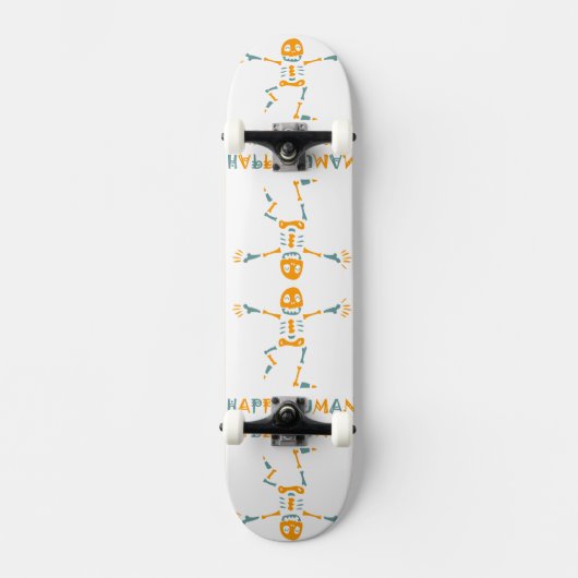 Blij menselijk skelet persoonlijk skateboard (Voorkant)