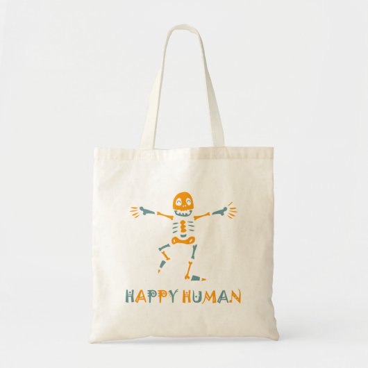 Blij menselijk skelet tote bag (Voorkant)