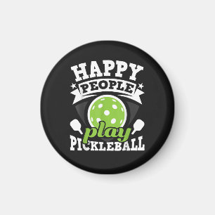 Blij Mensen Spelen Pickleball - Paddlebal Speler Magneet