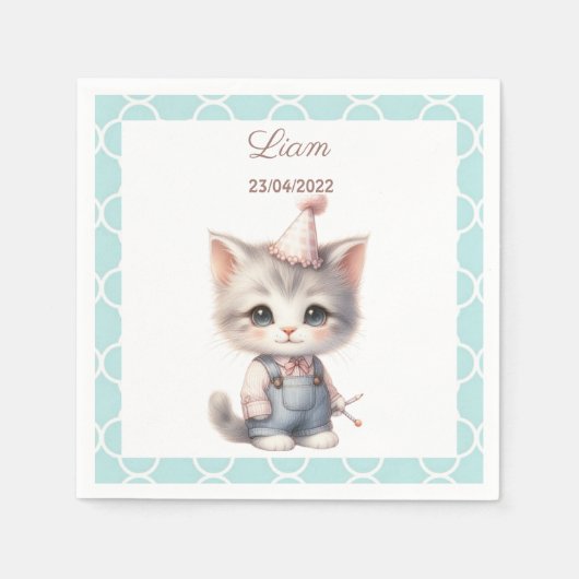 "Blij Meow-nificent" Paper Napkins! Servet (Voorkant)